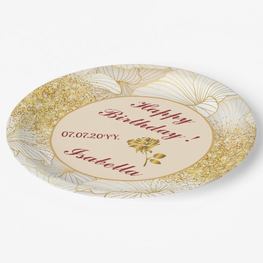 Elegante, moderne Sammlung von weißer Blumen Pappteller (Schrägansicht)