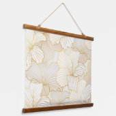 Elegante, moderne Sammlung von weißer Blumen Wandteppich Mit Holzrahmen (Gewinkelt)