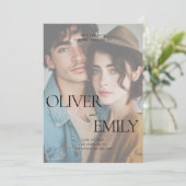 Elegante moderne saubere Verpackung Volles Foto Ho Save The Date (Stehend Vorderseite)