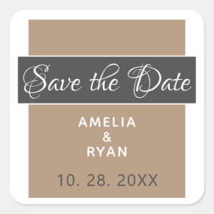 Elegante moderne Save-the-Date-Hochzeit Quadratischer Aufkleber
