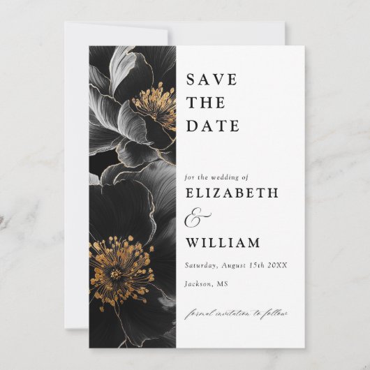 Elegante Moderne schicke Botanische Blumenhochzeit Save The Date (Vorderseite)
