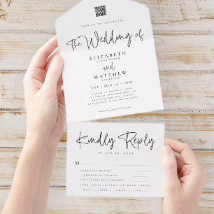 Elegante moderne schicke einfache QR-Mahlzeit-Opti All In One Einladung