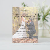 elegante moderne schicke Schrift 4 Fotos Hochzeit Einladung (Stehend Vorderseite)