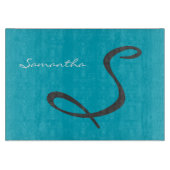elegante, moderne schicke, trendige Monogramm aqua Schneidebrett (Vorderseite)