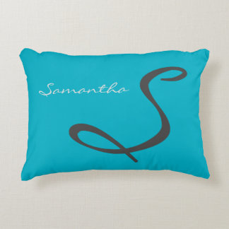 elegante, moderne schicke, trendige Monogramm aqua Zierkissen