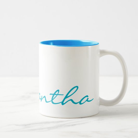 elegante, moderne schicke, trendige Monogramm aqua Zweifarbige Tasse (Rechts)