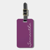 elegante, moderne schicke, trendige Monogramm lila Gepäckanhänger (Vorderseite vertikal)