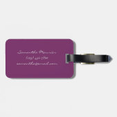 elegante, moderne schicke, trendige Monogramm lila Gepäckanhänger (Rückseite horizontal)