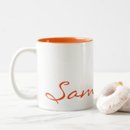 elegante, moderne schicke, trendige Monogramm-Oran Zweifarbige Tasse