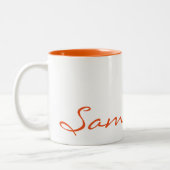 elegante, moderne schicke, trendige Monogramm-Oran Zweifarbige Tasse (Links)