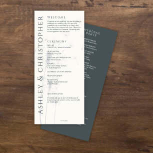 Elegante Moderne Schiefergraue Hochzeit Programm
