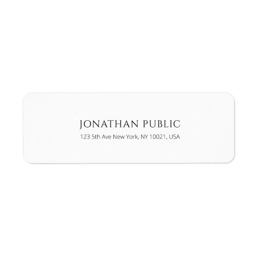 Elegante, moderne, schlichte, weiße Rücksendeadres (Vorne)