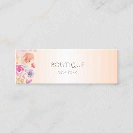 Elegante moderne, schmale, Aquarellfarben-Blume Mini Visitenkarte (Vorderseite)