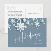 Elegante Moderne Schneeflocken Weihnachten Postkarte (Vorne/Hinten)