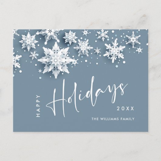 Elegante Moderne Schneeflocken Weihnachten Postkarte (Vorderseite)