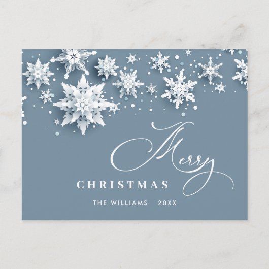 Elegante Moderne Schneeflocken Weihnachten Postkarte (Vorderseite)