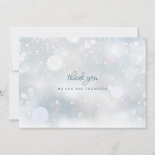 Elegante moderne Schneeflocken zur Winterhochzeit Dankeskarte