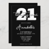 Elegante moderne Schrift 21. Geburtstag Einladung (Vorne/Hinten)