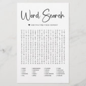 Elegante moderne Schrift | Bridal Word Search Game (Vorderseite)
