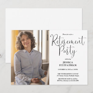 Elegante moderne Schrift Foto-Ruhestandsfeier Einladung