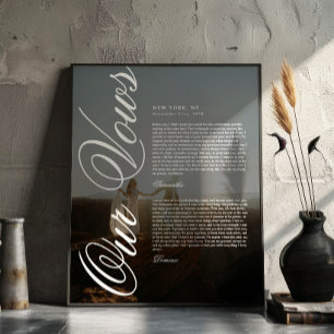 Elegante moderne Schrift Hochzeitsgelübde mit Foto Poster