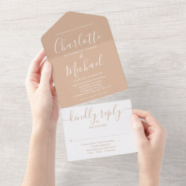 Elegante moderne Schrift minimalistische Hochzeit All In One Einladung