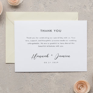 Elegante moderne Schrift Minimalistische Hochzeit Dankeskarte