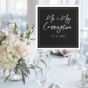 Elegante moderne Schrift Mr. Black Wedding Serviette