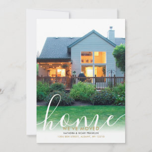 Elegante moderne Schrift Neue Heimat Foto-Ankündig