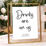 Elegante moderne Schrift | Party Bar Sign Poster<br><div class="desc">Minimalistische,  elegante Papierplatte,  moderner Schwarz-Weiß-Kontrast für Ihr Brautparty.</div>