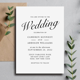 Elegante moderne Schrift Schwarz + Weiß Hochzeitse Feiertagskarte