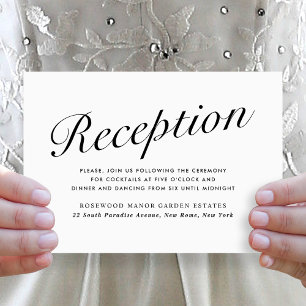 Elegante moderne Schrift SchwarzWeiß Hochzeitsempf Feiertagskarte