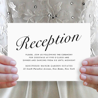Elegante moderne Schrift SchwarzWeiß Hochzeitsempf Feiertagskarte