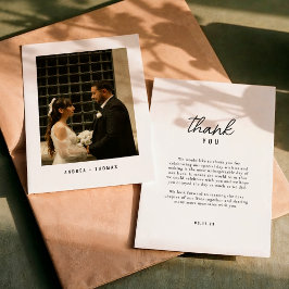 Elegante moderne Schriftfoto-Hochzeit Dankeskarte