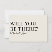 Elegante Moderne Schwarz & Creme Retro Bold Weddin RSVP Karte (Rückseite)