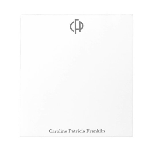 Elegante, moderne Schwarz Geometrische Monogramm-I Notizblock (Vorderseite)