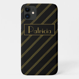 Elegante moderne schwarz gepunktete Goldlinien Case-Mate iPhone Hülle