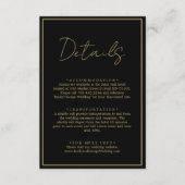 Elegante, moderne Schwarz-Gold-Chic-Hochzeitsdetai Begleitkarte (Vorderseite)