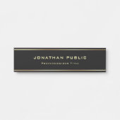 Elegante moderne Schwarz-Gold-Glamour-Vorlage Türschild (Vorderseite )