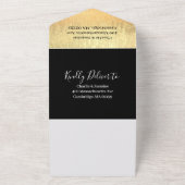 Elegante Moderne Schwarz & Gold Hochzeit All In One Einladung (Außenbereich)