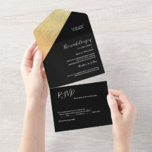 Elegante Moderne Schwarz & Gold Hochzeit
