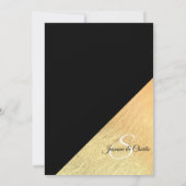 Elegante Moderne Schwarz & Gold Hochzeit Einladung (Rückseite)