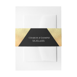 Elegante Moderne Schwarz & Gold Hochzeit Einladungsbanderole