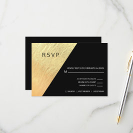 Elegante Moderne Schwarz & Gold Hochzeit RSVP Karte