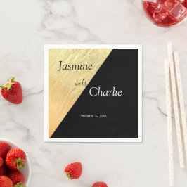 Elegante Moderne Schwarz & Gold Hochzeit Serviette