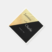 Elegante Moderne Schwarz & Gold Hochzeit Serviette (Ecke)