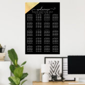 Elegante Moderne Schwarz & Gold Hochzeitsreise Poster (Heimbüro)