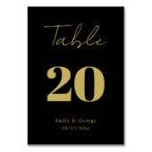 Elegante moderne Schwarz-Gold-Klassik-Hochzeit Tischnummer (Vorderseite)