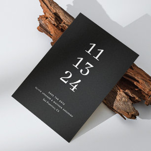 Elegante, moderne, schwarz-minimalistische Hochzei Save The Date