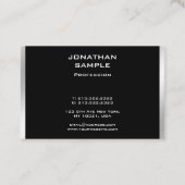 Elegante moderne Schwarz-Silber-Beruflich Visitenkarte (Rückseite)